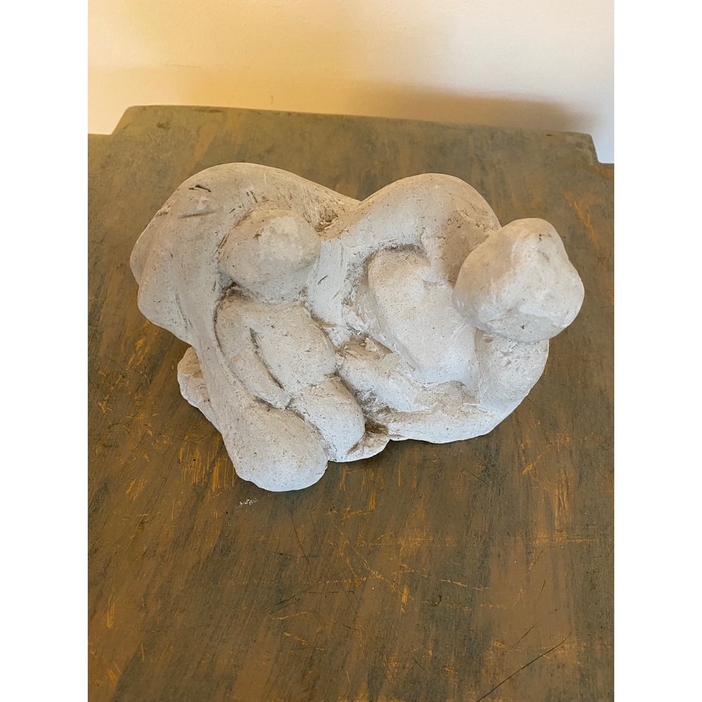 Abstract Family Sculpture White Plaster Figurine Brutalist Organic Modern Decor